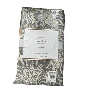 Pottery Barn Standard Mari Sham 26" x 20" Foundations‎ NEW Cotton Gray Paisley